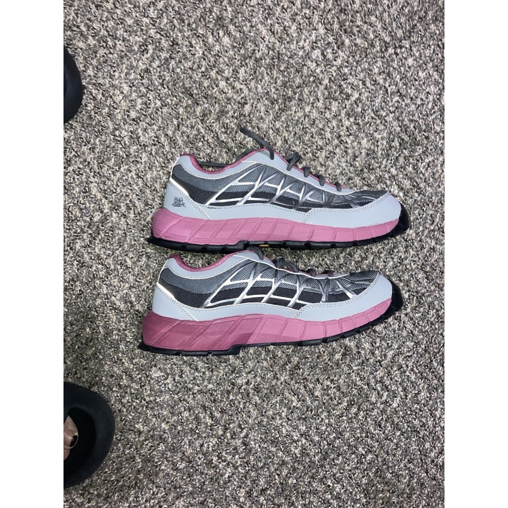 CAT Caterpillar Ergo Work Shoes Womens 10 Gray Pink Steel Toe Comfort Sneakers - Picture 9 of 13
